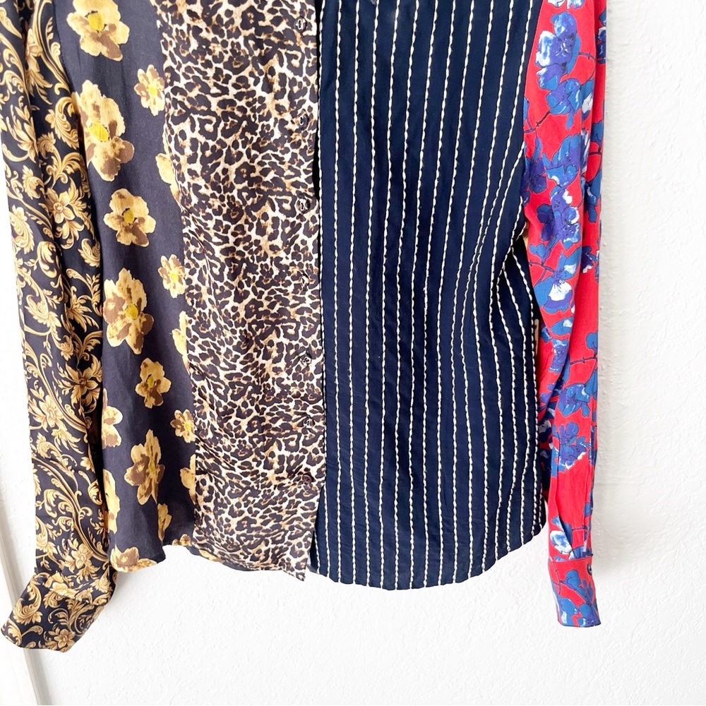 Anthropologie Top Women's XS Dhruv Kapoor Mixed Print Button Down Blouse - Picture 5 of 9